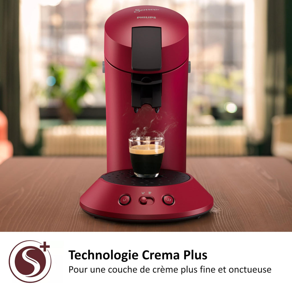 Arveto SENSEO Original Plus Machine à Café à Dosettes – 1 ou 2 Tasses, Rouge, CSA210/91