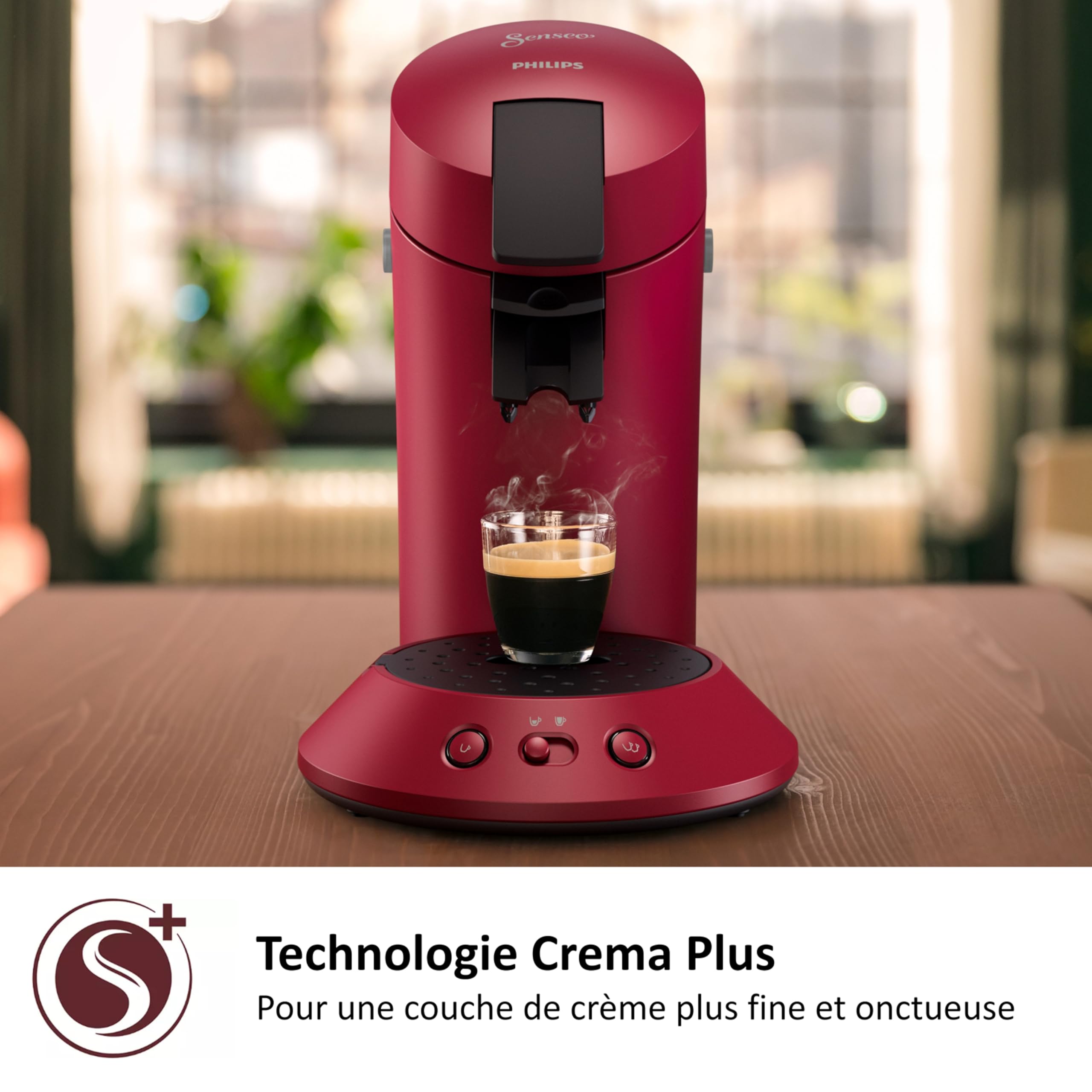 Arveto SENSEO Original Plus Machine à Café à Dosettes – 1 ou 2 Tasses, Rouge, CSA210/91