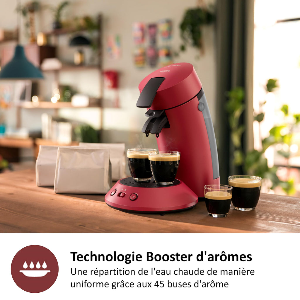 Arveto SENSEO Original Plus Machine à Café à Dosettes – 1 ou 2 Tasses, Rouge, CSA210/91