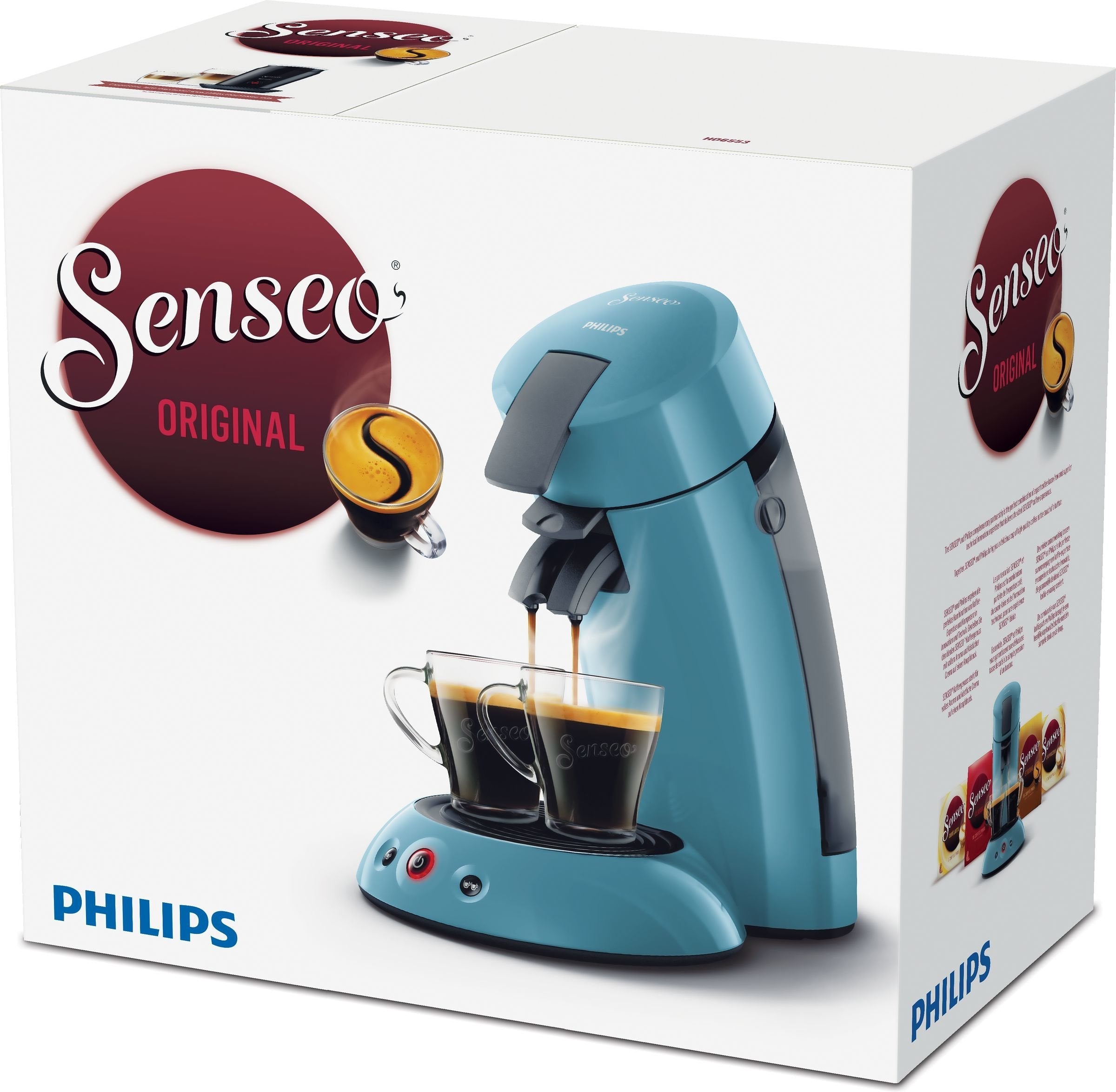 Arveto SENSEO Original Coffee Maker à pods, gris, 0,7 l, 1450 W, HD6553/21, Bleu