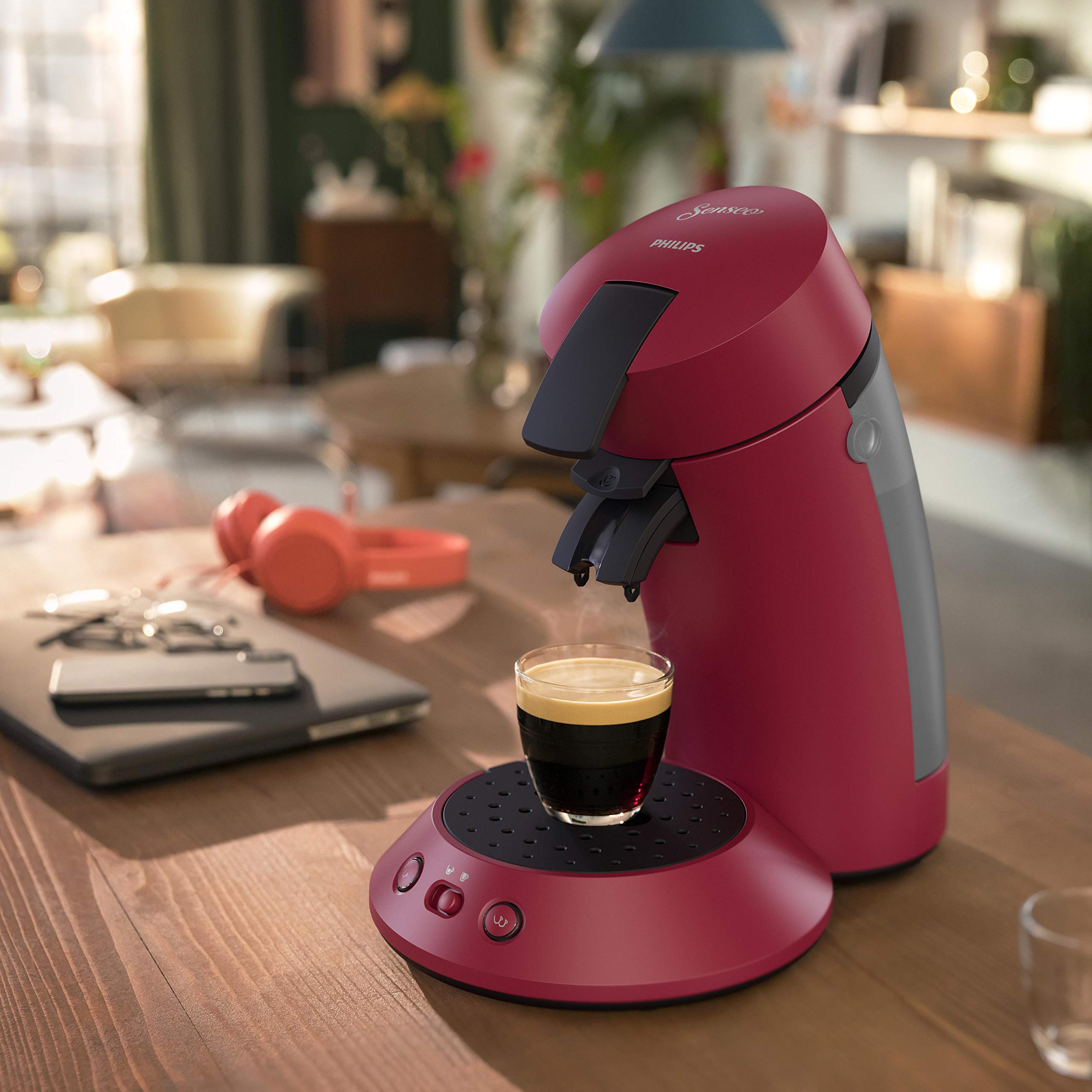 Arveto SENSEO Original Plus Machine à Café à Dosettes – 1 ou 2 Tasses, Rouge, CSA210/91